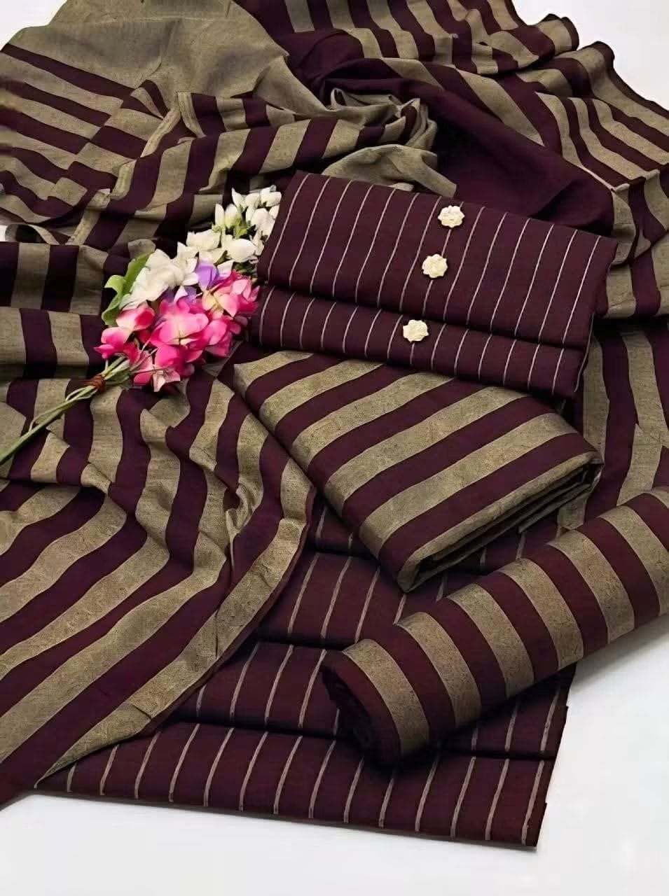 3pc Multani Susi Khaadi (Mehroon)